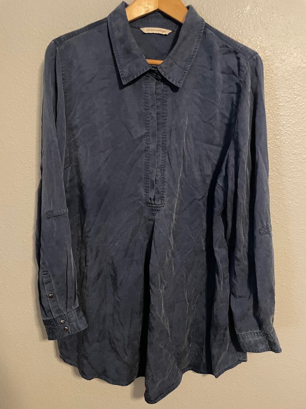 Soft Surroundings Tunic Womens Large Long Sleeve Snap Button Popover Lagenlook